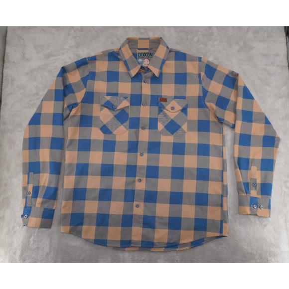 DIXXON Other - Dixxon Flannel Company Plaid Button Up Shirt Mens XLT Long Sleeve Tan Blue